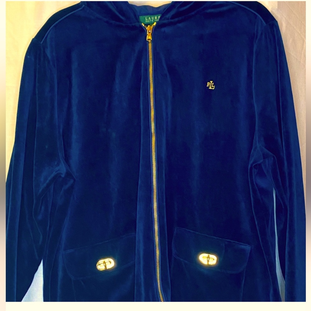 Ralph Lauren Full Zip Velour Jacket With Hood, Size  3x.
